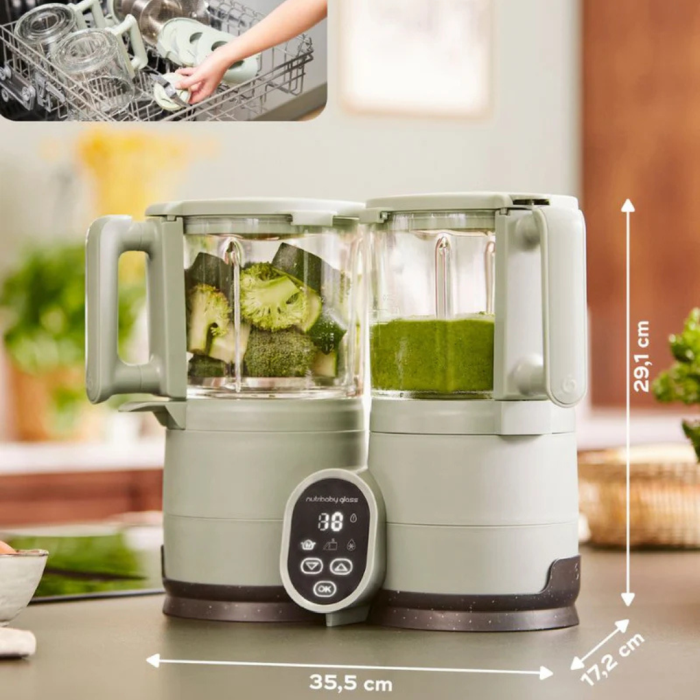 Babymoov - Robot multifunctional Nutribaby Glass 4 in 1 din sticla si otel inoxidabil Celadon Green [2]
