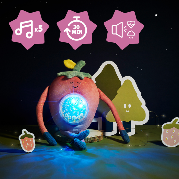 Badabulle - Lampa de veghe Barnabe in forma de capsuna cu proiectii si sunete linistitoare [4]