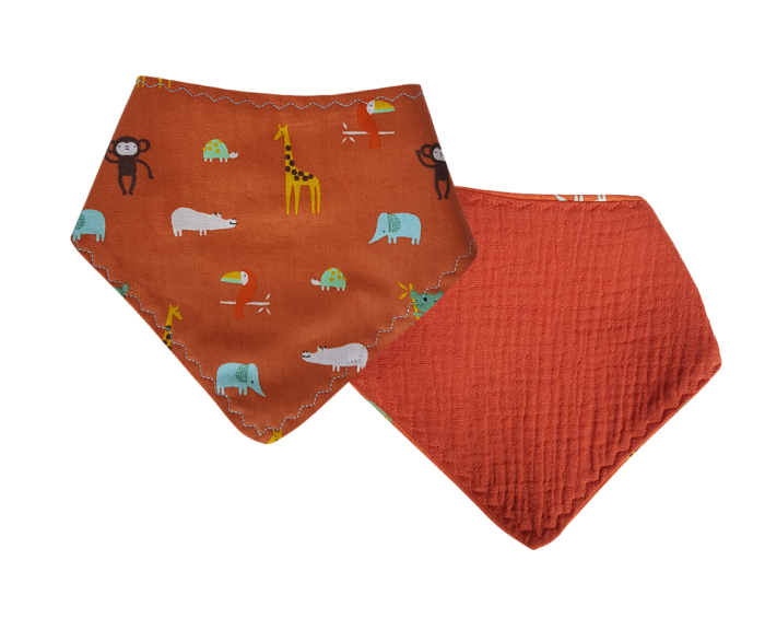 Baveta 2 fete - muselina/bumbac, Caramiziu [2]