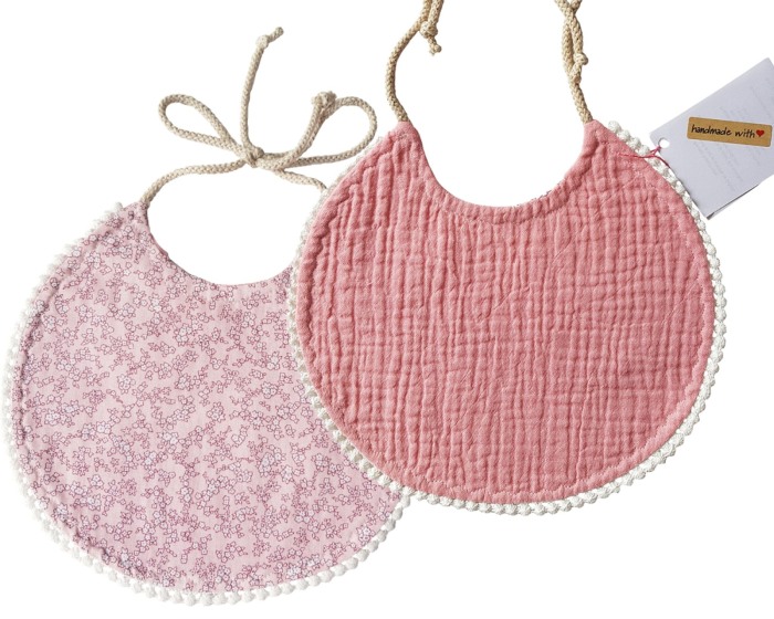 Baveta 2 fete - muselina, flori [3]