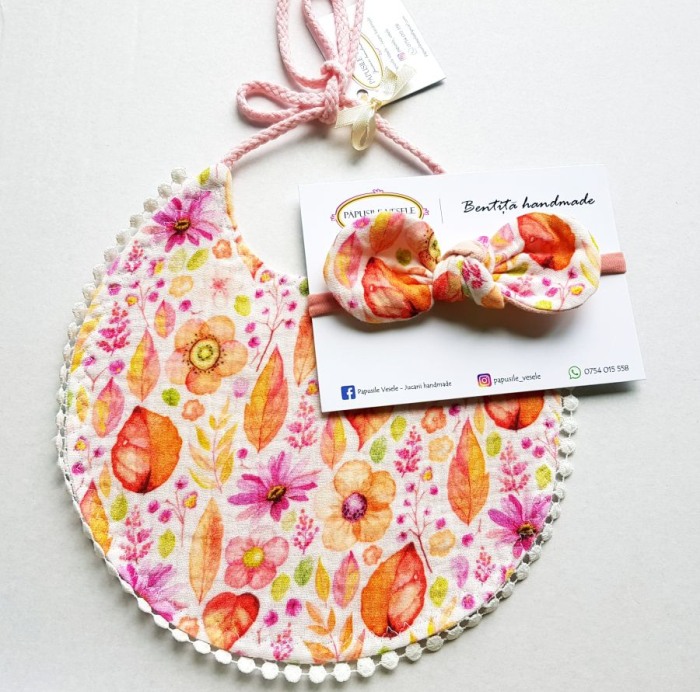 Baveta muselina  flori/museleina/in Flori orange [3]