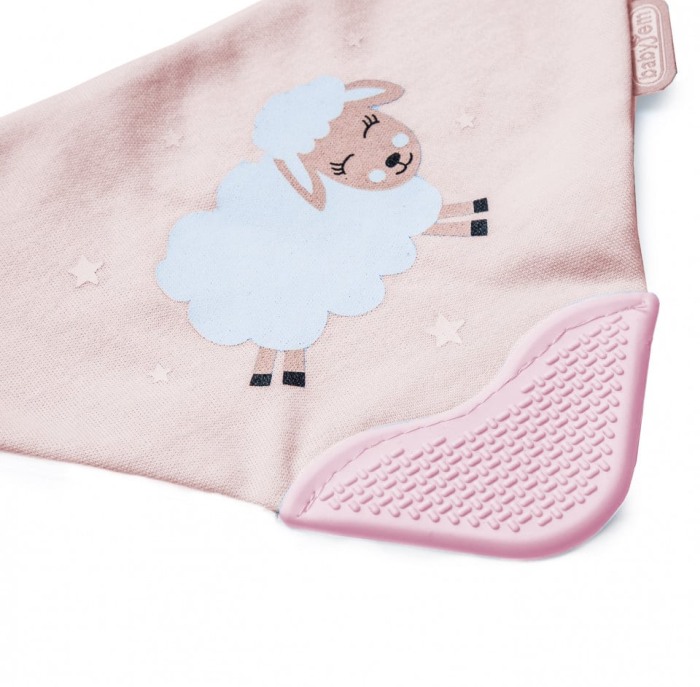 Baveta triunghi roz cu accesoriu dentitie Cowboy Bib BabyJem [3]