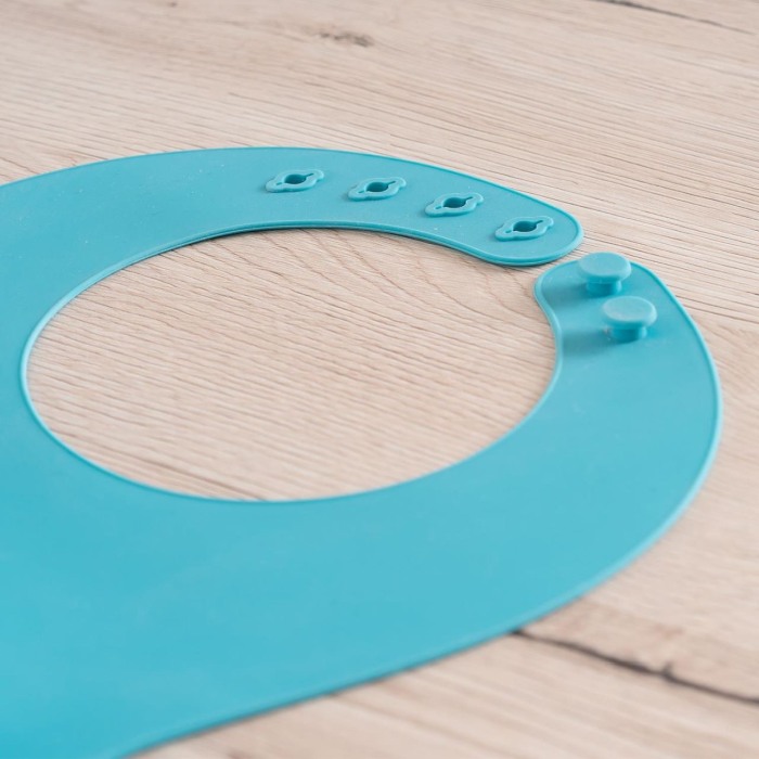 Bavetica din silicon moale cu buzunar colector pentru bebelusi, reglabila, albastra, Reer Eat`n Tidy 25033 [8]