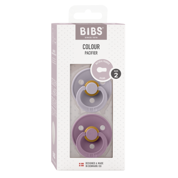 BIBS - Set 2 suzete Colour Latex, tetina rotunda, 6 luni +-Fossil Grey/Mauve [2]
