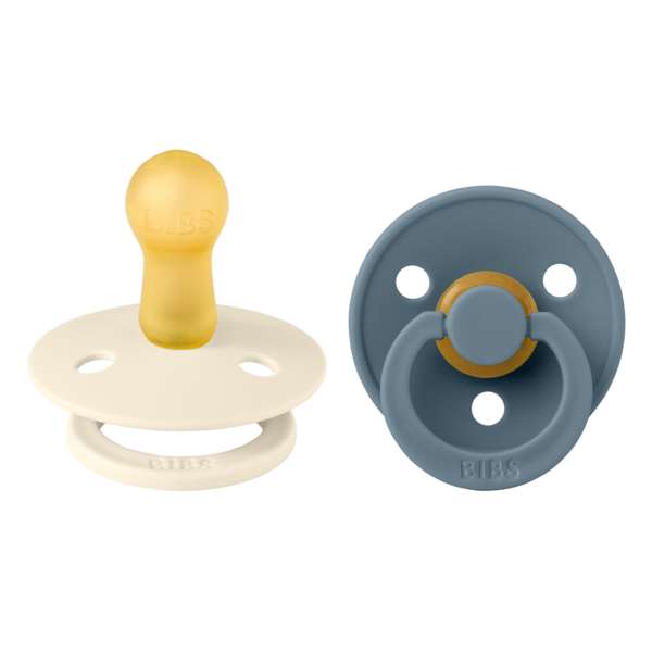 BIBS - Set 2 suzete Colour Latex, tetina rotunda, 6 luni +-Ivory/Petrol [4]
