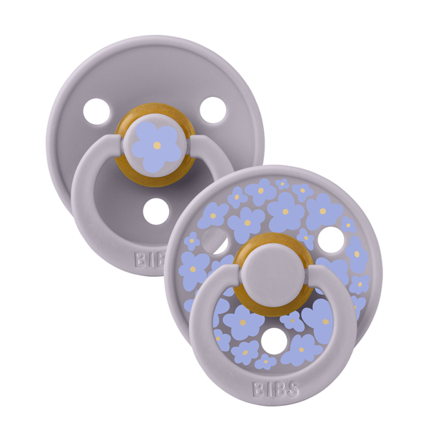 BIBS - Set 2 suzete Colour Studio Collection Flower Latex, tetina rotunda, 0 luni+-Fossil Grey [2]