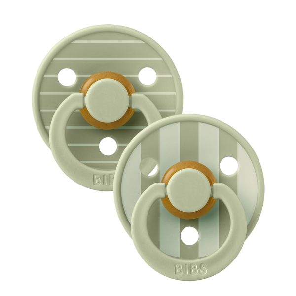 BIBS - Set 2 suzete Colour Studio Collection Stripe Latex, tetina rotunda, 0 luni+-Sage [3]