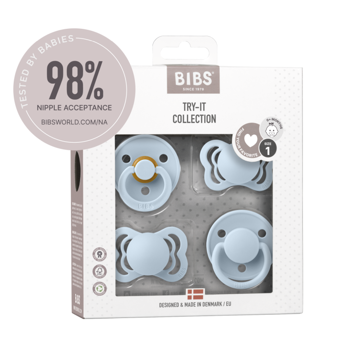 BIBS - Set 4 suzete Try-it collection 0 luni +-Baby Blue [4]