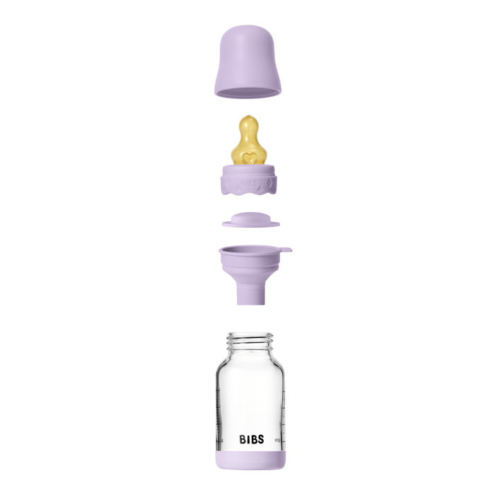 BIBS - Set complet biberon Boheme din sticla anticolici cu tetina din latex, flux lent, 120 ml, Violet Sky [4]