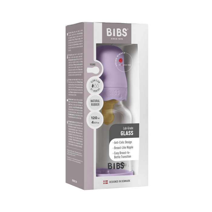 BIBS - Set complet biberon Boheme din sticla anticolici cu tetina din latex, flux lent, 120 ml, Violet Sky [5]
