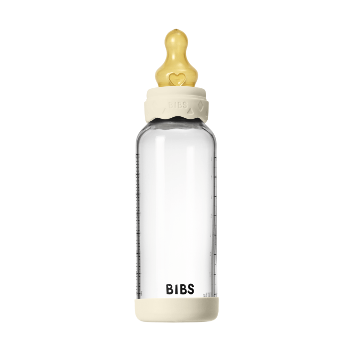 BIBS - Set complet biberon Boheme din sticla anticolici cu tetina din latex, flux mediu, 240 ml, Ivory [4]