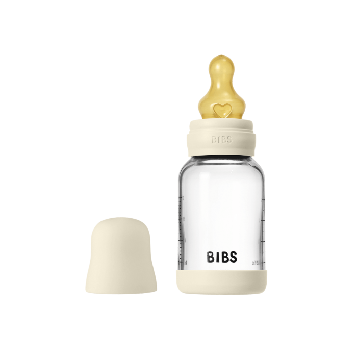 BIBS - Set complet biberon din sticla anticolici cu tetina din latex, flux lent, 120 ml, Ivory [2]