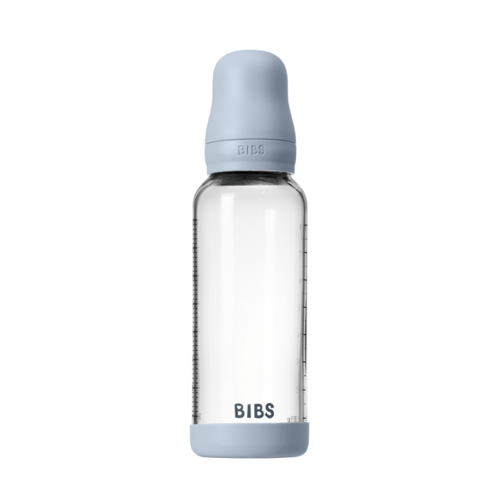 BIBS - Set complet biberon din sticla anticolici cu tetina din latex, flux mediu, 240 ml, Baby Blue [2]