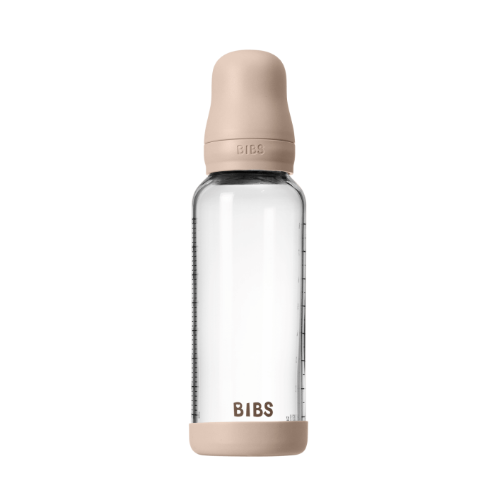 BIBS - Set complet biberon din sticla anticolici cu tetina din latex, flux mediu, 240 ml, Blush [2]