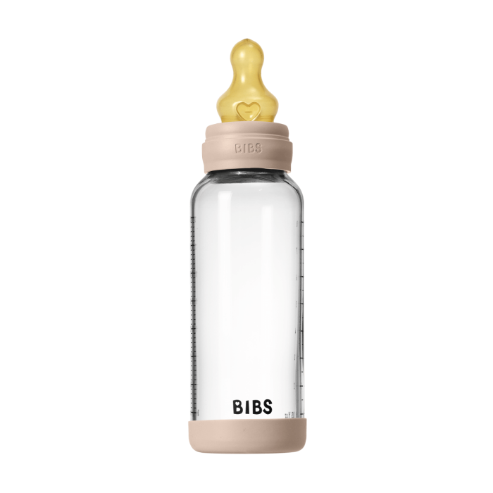 BIBS - Set complet biberon din sticla anticolici cu tetina din latex, flux mediu, 240 ml, Blush [4]