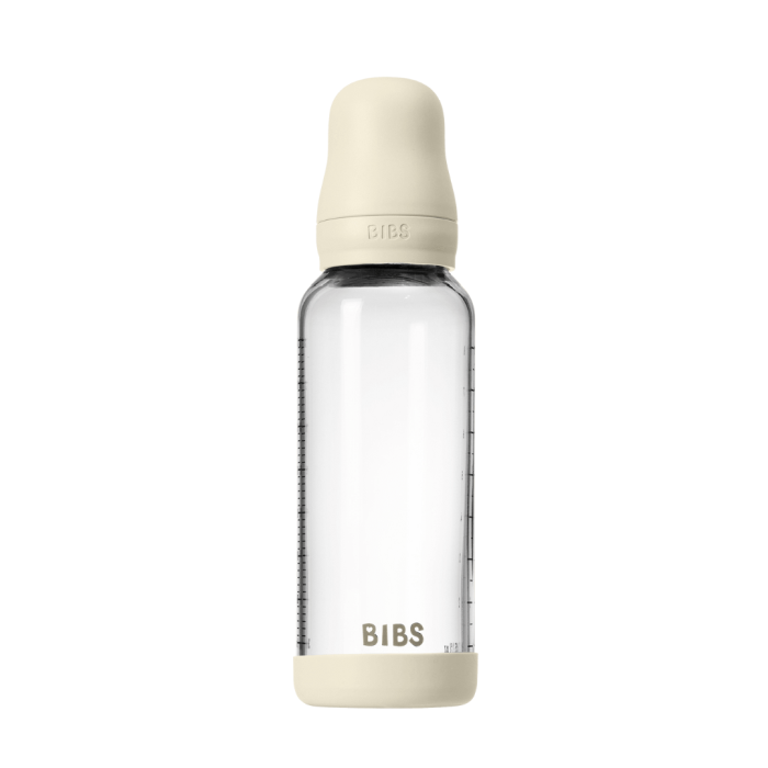 BIBS - Set complet biberon din sticla anticolici cu tetina din latex, flux mediu, 240 ml, Ivory [2]