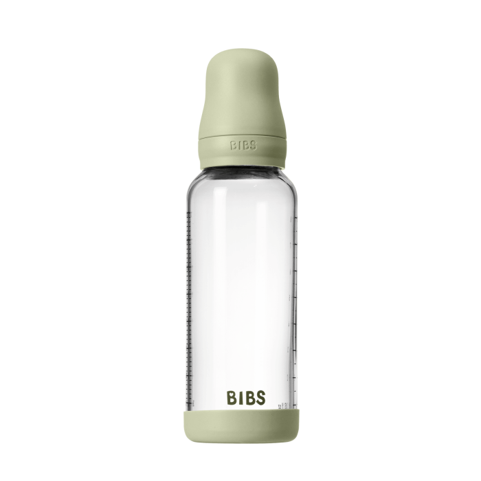 BIBS - Set complet biberon din sticla anticolici cu tetina din latex, flux mediu, 240 ml, Sage [2]