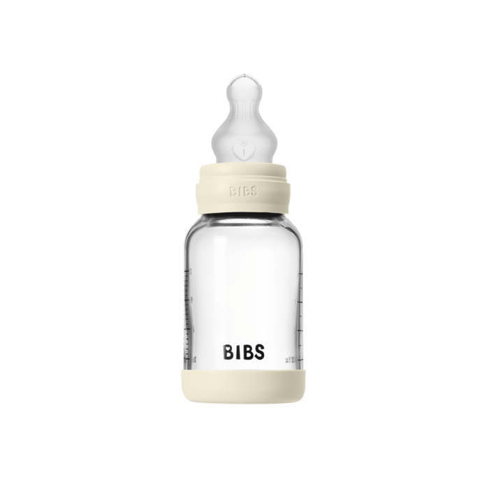 BIBS - Set complet biberon din sticla anticolici cu tetina din silicon flux lent, 120 ml, Ivory [3]