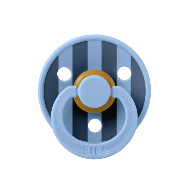 BIBS - Suzeta Colour Studio Collection Stripe Latex, tetina rotunda, 6 luni +-Sky Blue [2]