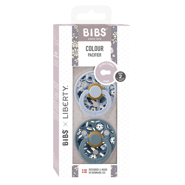 BIBS x LIBERTY - Set 2 suzete Colour Bobo Latex, tetina rotunda, 6 luni+-Dusty Blue/Petrol [2]