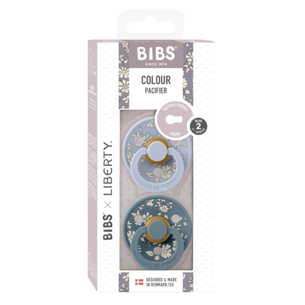 BIBS x LIBERTY - Set 2 suzete Colour Capel Latex, tetina rotunda, 6 luni+-Dusty Blue/Petrol [3]