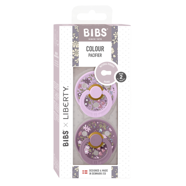 BIBS x LIBERTY - Set 2 suzete Colour Chamomile Lawn Latex, tetina rotunda, 6 luni+-Mauve/Violet Sky [3]