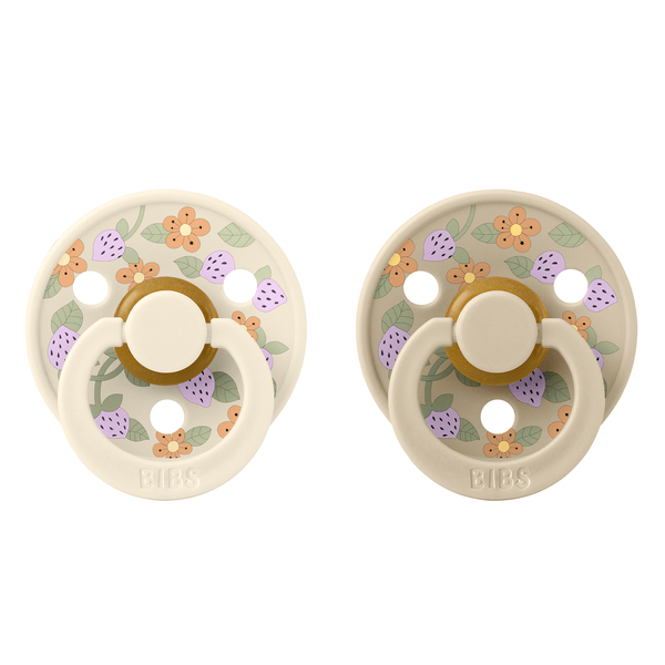 BIBS x LIBERTY - Set 2 suzete Colour Strawberries and Cream Latex, tetina rotunda, 0 luni+-Ivory/Vanilla [2]