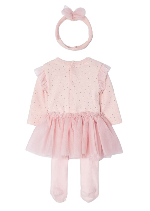 Body cu maneca lunga + fustita tul si ciorapi + bentita - Roz - Mayoral  6-9 luni [2]
