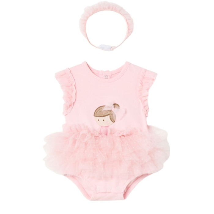 Body tutu din bumbac sustenabil Roz cu bentita pentru nou-nascut - Mayoral 4-6 luni [2]
