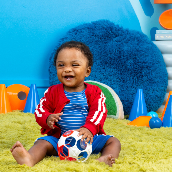 Bright Starts - Minge zornaitoare Grippin Goals Alb-Albastru [6]