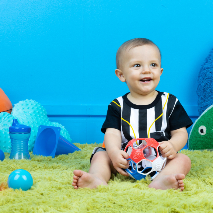 Bright Starts - Minge zornaitoare Grippin Goals Alb-Albastru [2]