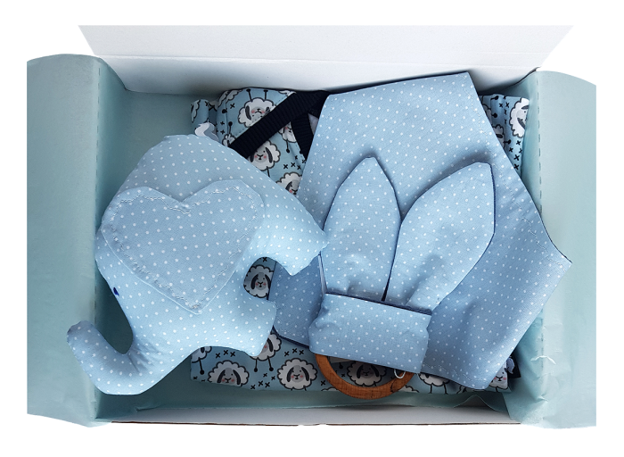 Cadou bebelus baiat - Elefant, bleu cu buline [2]