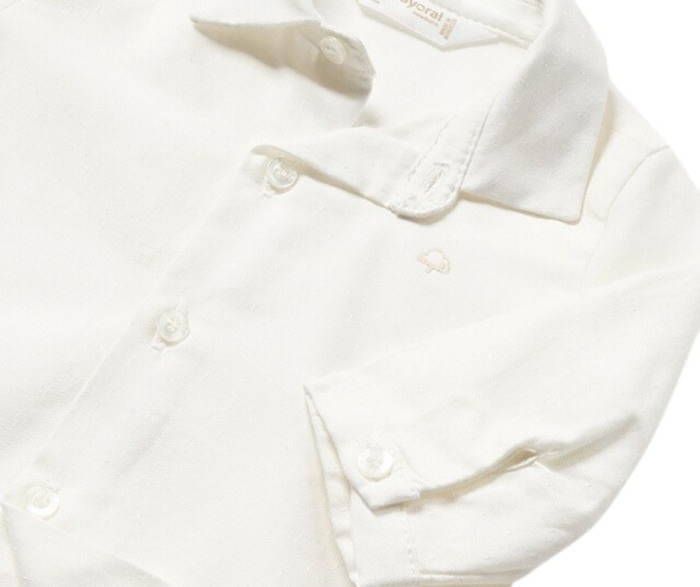 Camasa alba cu maneca lunga + papion bej [4]