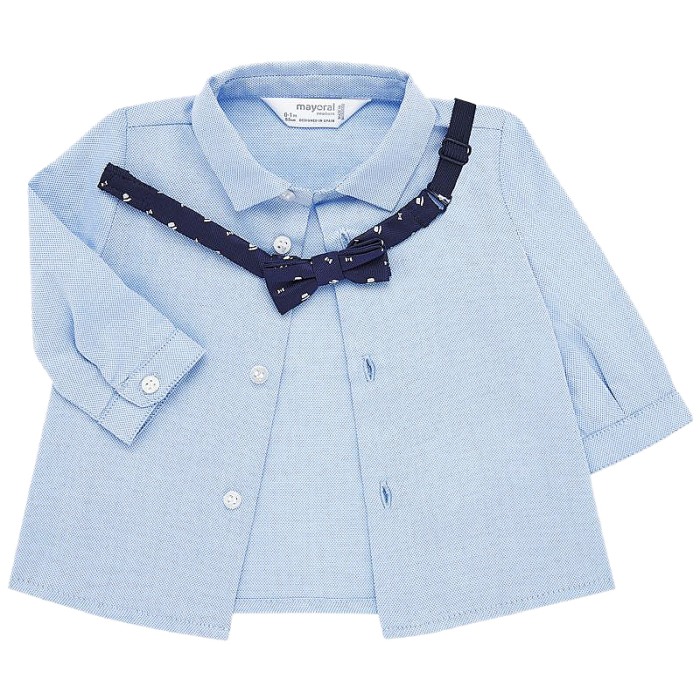 Camasa bleu maneca lunga + papion - Mayoral 18 luni [4]