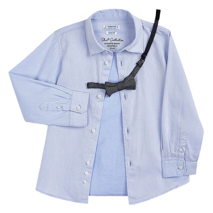 Camasa maneca lunga + papion - bleu - Mayoral 6 ani [4]