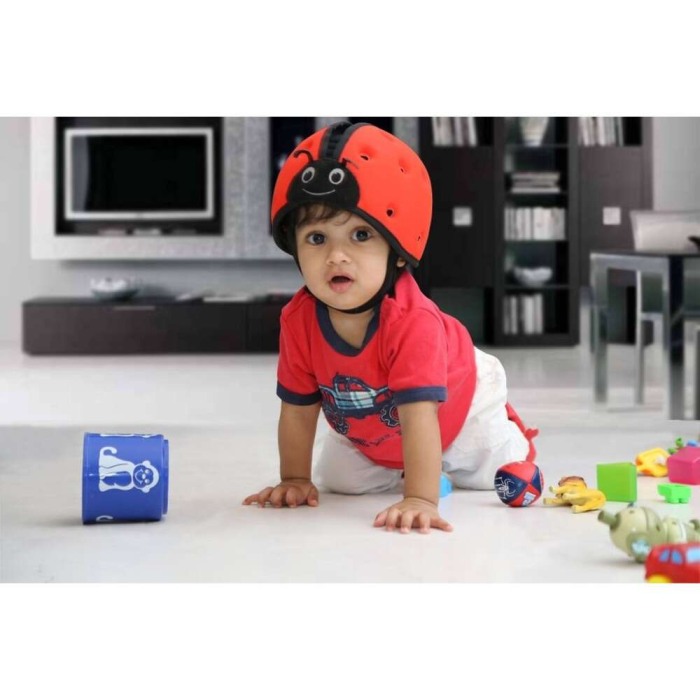 Casca protectie bebelusi cu spuma flexibila, ultrausoara, reglabila, 7-24 luni, rosie, SafeHead Baby Ladybird, SHB001 [5]