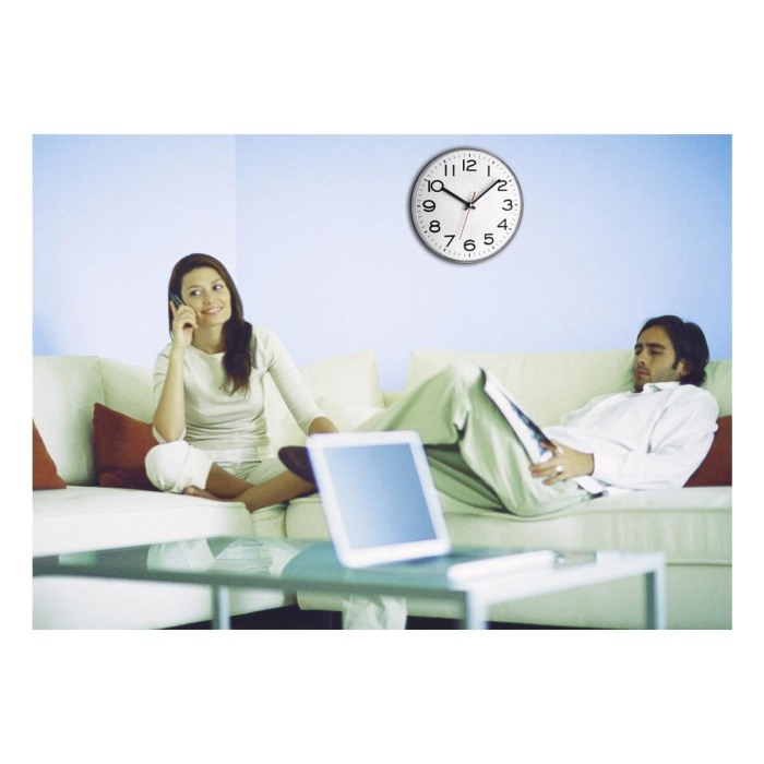 Ceas analog de perete, alb cu argintiu, cifre mari, TFA 60.3017 [6]