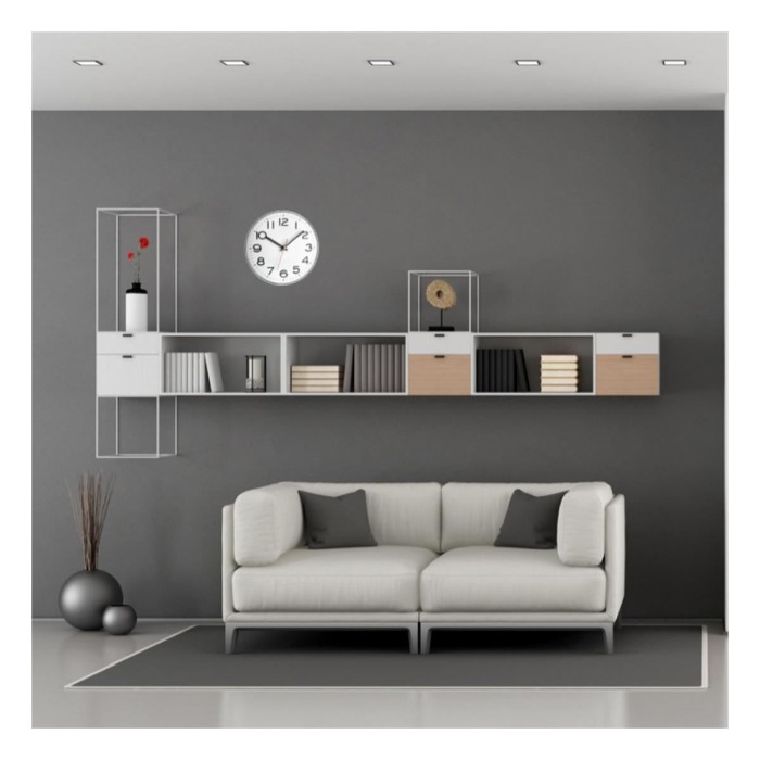 Ceas analog de perete, alb cu argintiu, cifre mari, TFA 60.3017 [4]