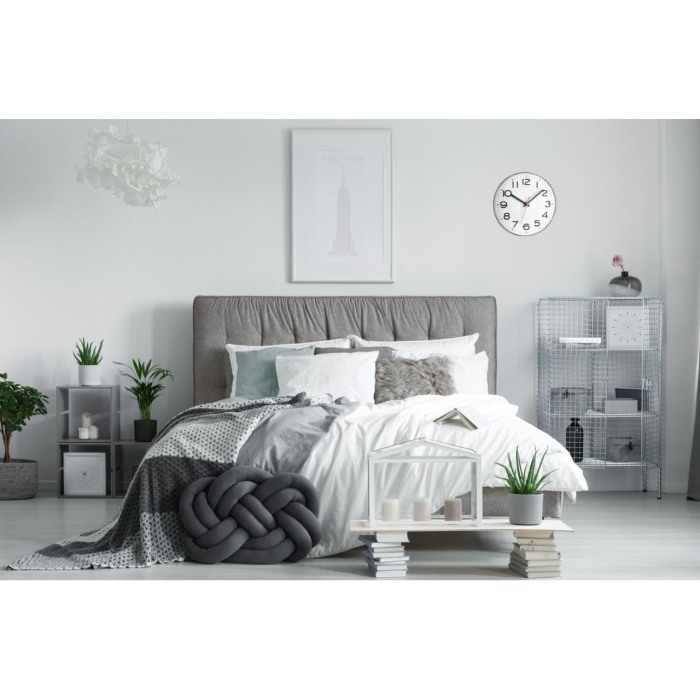 Ceas analog de perete, alb cu argintiu, cifre mari, TFA 60.3017 [3]