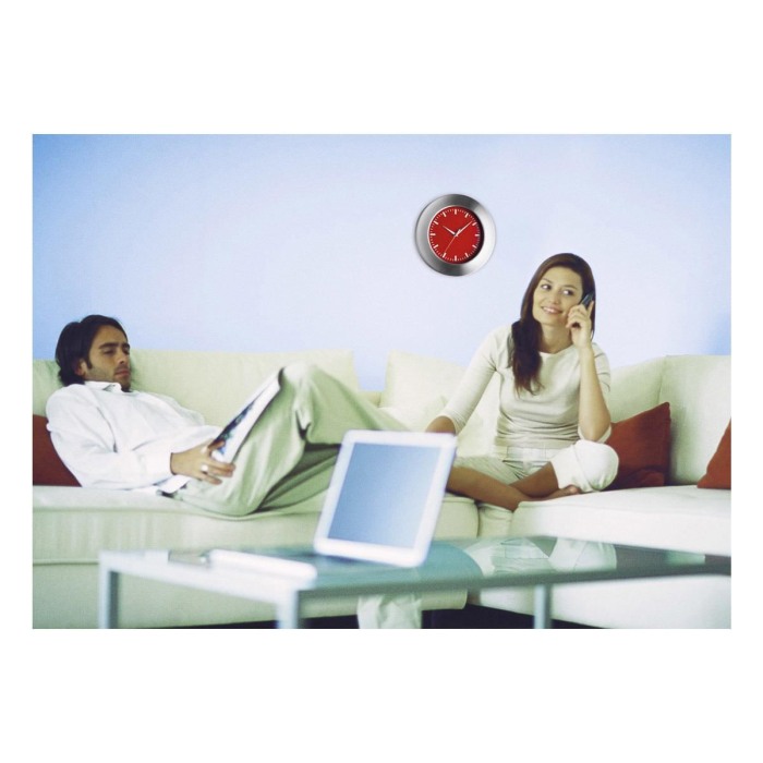 Ceas de perete analog, cu cadru din aluminiu, fundal rosu, TFA 98.1048.05 [2]