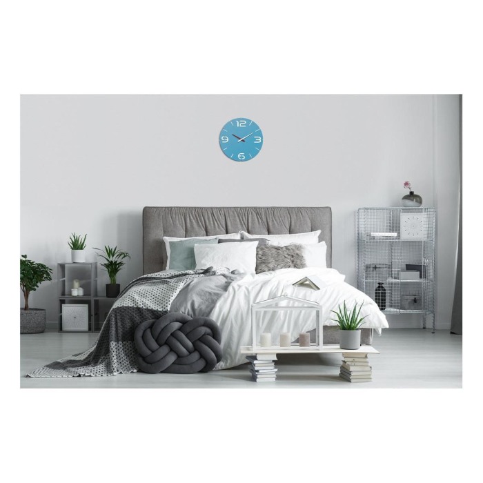 Ceas de perete colorat, analog, creat de designer, model CONTOUR, albastru, TFA 60.3047.14 [2]