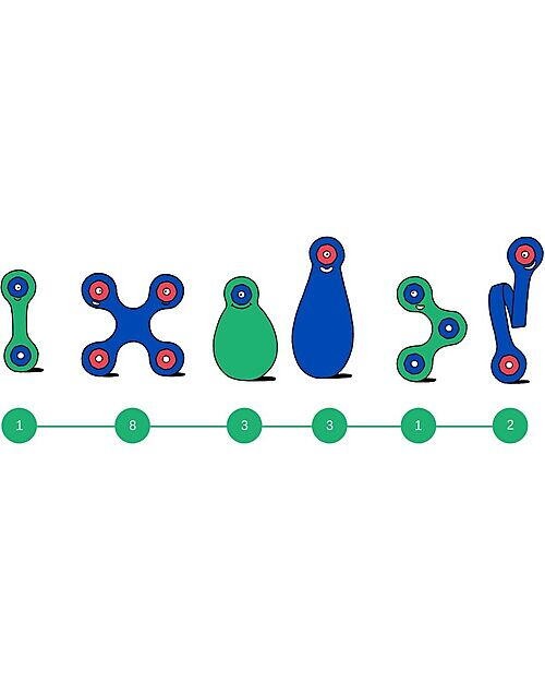 Clixo® joc magnetic de construit - Itsy Albastru & Verde (18 piese) [6]