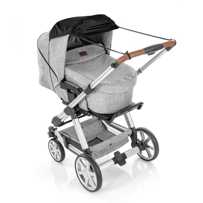 Copertina pentru protectie solara UV 50+, parasolar pentru carucior de copii, model universal, negru, Reer ShineSafe Black 84191 [6]