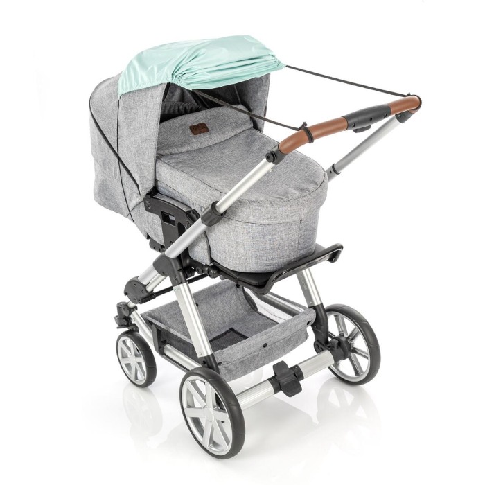 Copertina pentru protectie solara UV 50+, parasolar pentru carucior de copii, model universal, verde menta, Reer ShineSafe Mint 84223 [6]