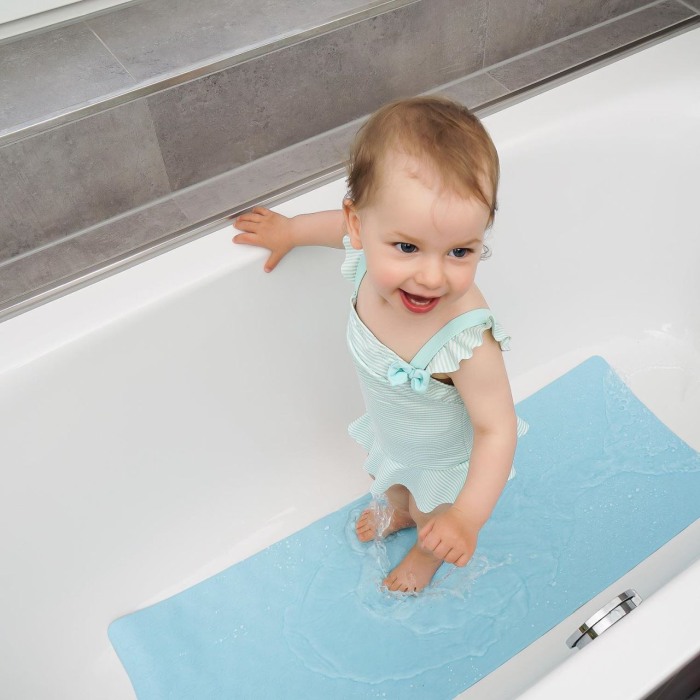 Covoras de baie antialunecare cu ventuze, din cauciuc natural, antibacterian, dreptunghiular, 97 x 36 cm, albastru, MyHappyBath Mat XL, Reer 76033 [5]