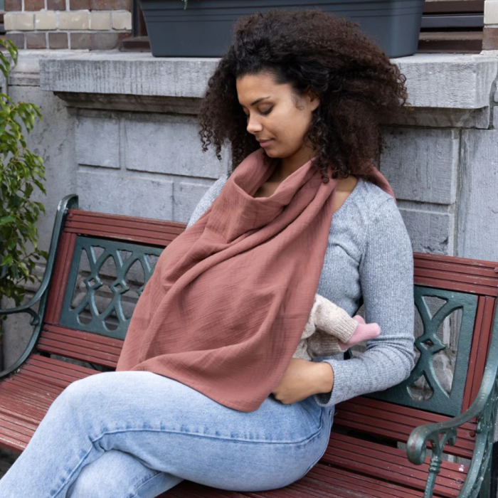 Doomoo - Esarfa pentru alaptat multifunctionala din bumbac organic Momâ€™n Play Brick [4]