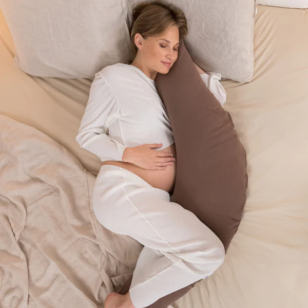 Doomoo - Perna mare 3 in 1 Comfy Big Tetra Chocolate din bumbac organic: perna gravide, suport pentru hranire, suport pentru bebe [2]