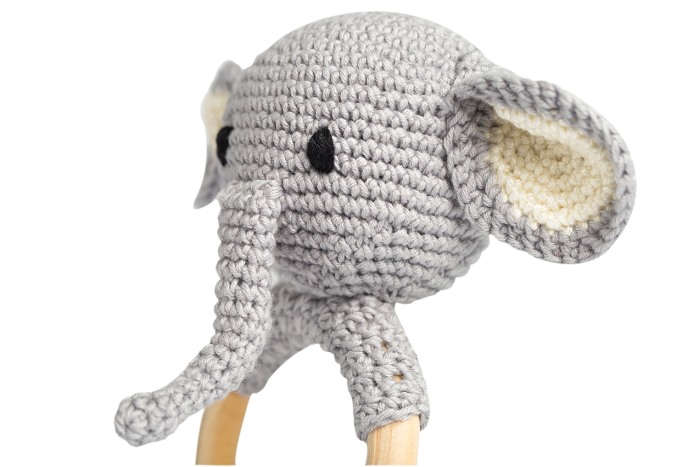 Jucarie crosetata manual pentru dentitie - Elefant - gri - Maimutzeria Tiarra [4]