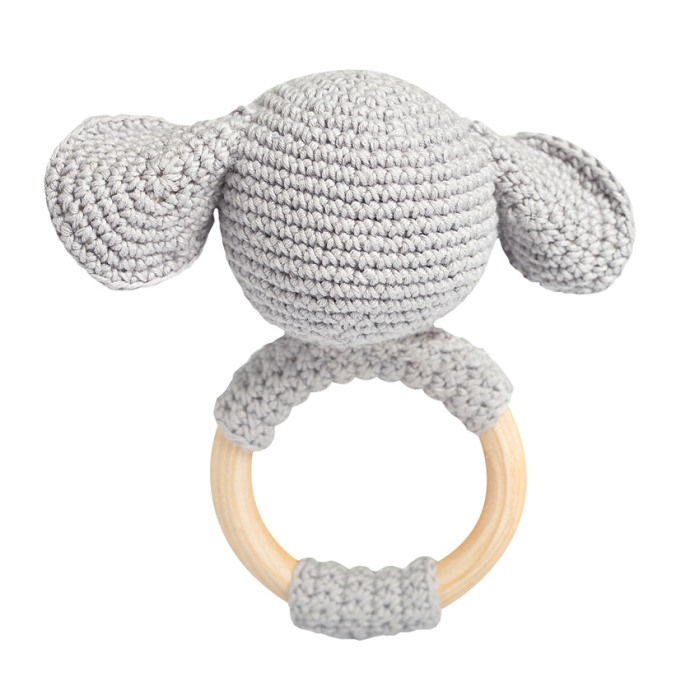 Jucarie crosetata manual pentru dentitie - Elefant - gri - Maimutzeria Tiarra [2]