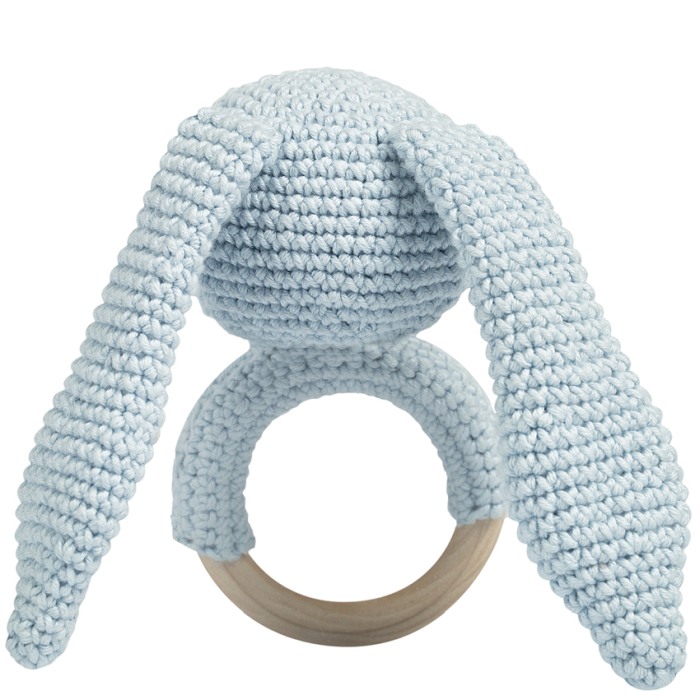 Jucarie crosetata manual pentru dentitie - Iepure - albastru - Maimutzeria Tiarra [2]